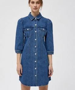 Desires Ebba Denim Dress - MID BLUE DENIM