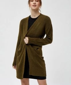 Desires Elis Long Cardigan - MILITARY OLIVE MELANG Knits & Cardigans