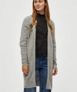 Desires Elis Long Cardigan - LIGHT GREY MEL. Knits & Cardigans
