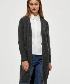 Desires Elis Long Cardigan - DARK GREY MELANGE Knits & Cardigans