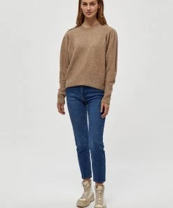 Desires Knits & Cardigans Gea Button Pullover - WARM SAND MELANGE