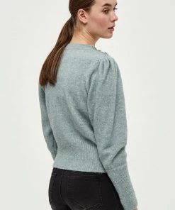 Desires Gea Button Pullover - SLATE BLUE MELANGE Knits & Cardigans