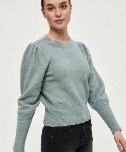 Desires Gea Button Pullover - SLATE BLUE MELANGE Knits & Cardigans