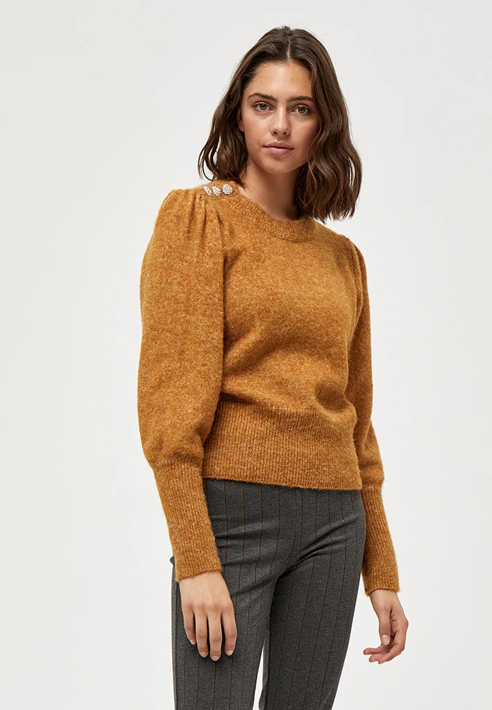 Desires Gea Button Pullover - BUCKTHORN BROWN MEL Knits & Cardigans 1 Desires Gea Button Pullover - BUCKTHORN BROWN MEL Knits & Cardigans