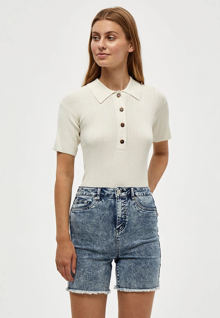 Desires Geisha Polo Pullover - GARDENIA 1 Desires Geisha Polo Pullover - GARDENIA