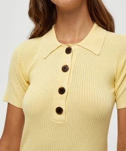 Desires Geisha Polo Pullover - PALE YELLOW New In 6 Desires Geisha Polo Pullover - PALE YELLOW New In