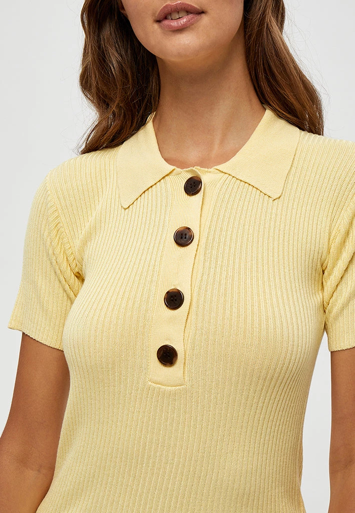 Desires Geisha Polo Pullover - PALE YELLOW New In 3 Desires Geisha Polo Pullover - PALE YELLOW New In