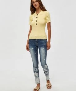 Desires Geisha Polo Pullover - PALE YELLOW New In 7 Desires Geisha Polo Pullover - PALE YELLOW New In