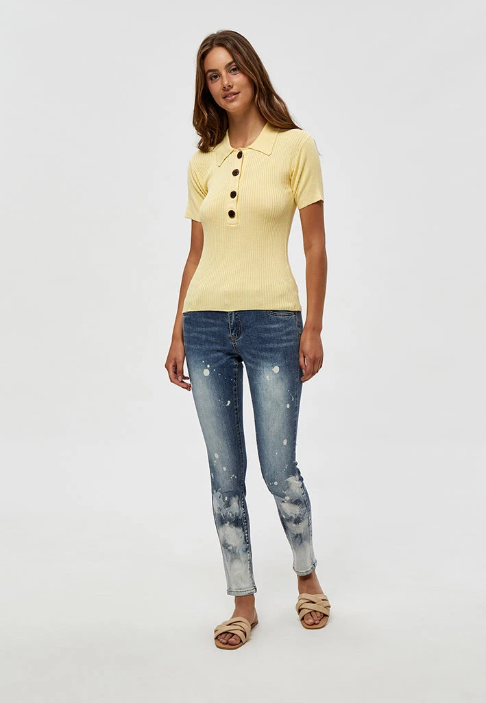 Desires Geisha Polo Pullover - PALE YELLOW New In 4 Desires Geisha Polo Pullover - PALE YELLOW New In