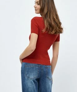 Desires Geisha Polo Pullover - Burnt Red New In