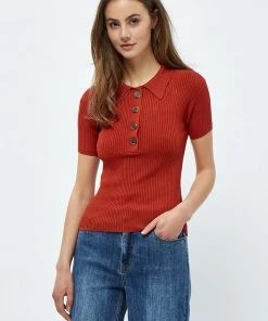 Desires Geisha Polo Pullover - Burnt Red New In
