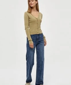 Desires Geisha Rib Cardigan - GRAY GREEN Knits & Cardigans