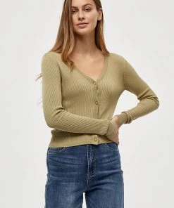 Desires Geisha Rib Cardigan - GRAY GREEN Knits & Cardigans