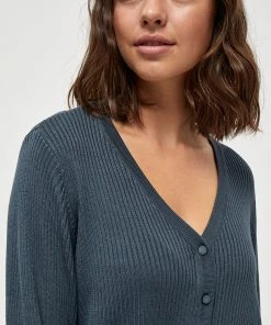 Desires Knits & Cardigans Geisha Rib Cardigan - DARK SLATE