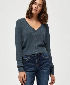 Desires Knits & Cardigans Geisha Rib Cardigan - DARK SLATE