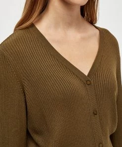 Desires Geisha Rib Cardigan - MILITARY OLIVE Knits & Cardigans