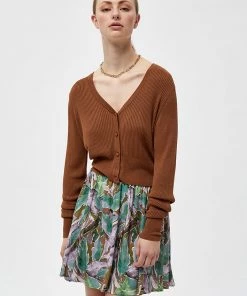 Desires Knits & Cardigans Geisha Rib Cardigan - RUBBER BROWN