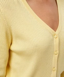 Desires Geisha Rib Cardigan - PALE YELLOW