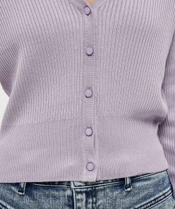 Desires Geisha Rib Cardigan - PAS. LILAC Knits & Cardigans
