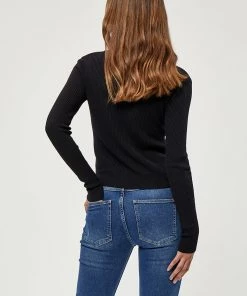 Desires Geisha Rib Cardigan - BLACK