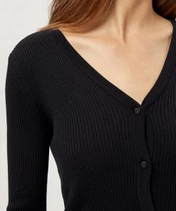 Desires Geisha Rib Cardigan - BLACK