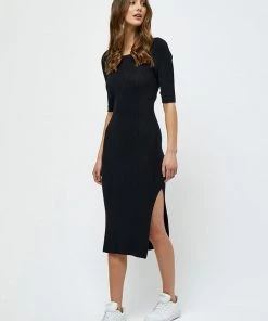 Desires Geisha Rib Dress - BLACK