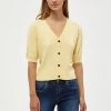 Desires Geisha Rib Holepattern Cardigan - PALE YELLOW New In