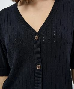 Desires Geisha Rib Holepattern Cardigan - BLACK New In
