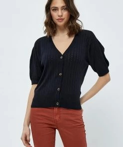 Desires Geisha Rib Holepattern Cardigan - BLACK New In