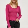 Desires Knits & Cardigans Geisha Rib Peplum Pullover - BERRY PINK