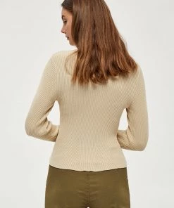 Desires Knits & Cardigans Geisha Rib Peplum Pullover - OYSTER GRAY