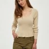 Desires Knits & Cardigans Geisha Rib Peplum Pullover - OYSTER GRAY