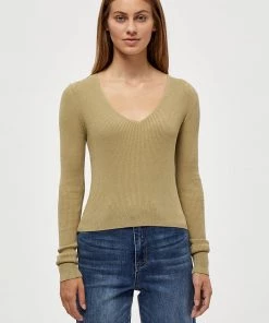 Desires Geisha Rib Pullover - GRAY GREEN