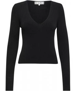Desires Knits & Cardigans Geisha Rib Pullover - BLACK