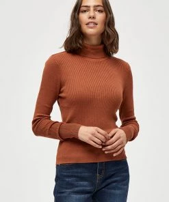 Desires Blouses & Shirts Geisha Rib Rollneck - SIERRA BROWN