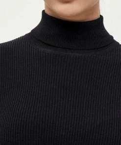 Desires Blouses & Shirts Geisha Rib Rollneck - BLACK