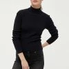 Desires Blouses & Shirts Geisha Rib Rollneck - BLACK