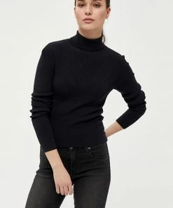 Desires Blouses & Shirts Geisha Rib Rollneck - BLACK