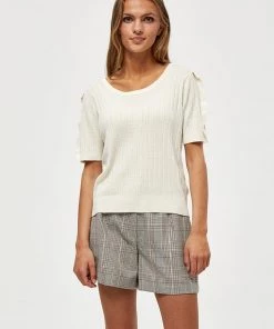 Desires Geisha Rib Ruffle Blouse - GARDENIA New In