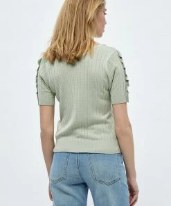 Desires New In Geisha Rib Ruffle Blouse - DESERT SAGE