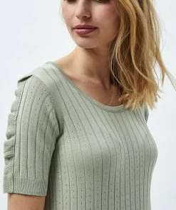 Desires New In Geisha Rib Ruffle Blouse - DESERT SAGE