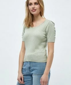 Desires New In Geisha Rib Ruffle Blouse - DESERT SAGE