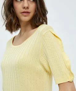 Desires New In Geisha Rib Ruffle Blouse - PALE YELLOW