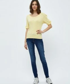 Desires New In Geisha Rib Ruffle Blouse - PALE YELLOW