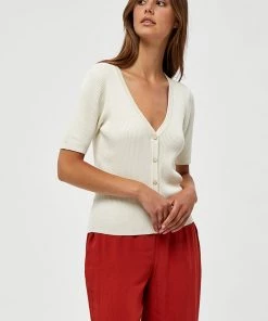 Desires New In Geisha Rib Short Sleeve Cardigan - GARDENIA