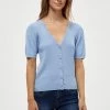 Desires Geisha Rib Short Sleeve Cardigan - Serenity Blue New In
