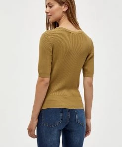 Desires Geisha Rib Short Sleeve Cardigan - OLIVE GREEN New In