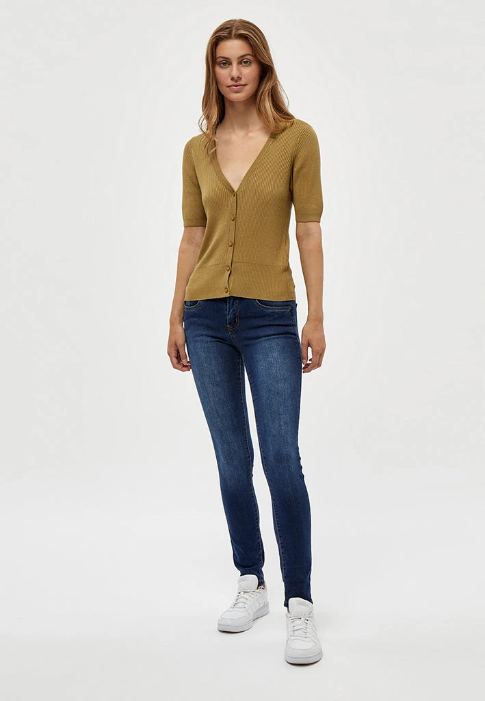 Desires Geisha Rib Short Sleeve Cardigan - OLIVE GREEN New In 4 Desires Geisha Rib Short Sleeve Cardigan - OLIVE GREEN New In