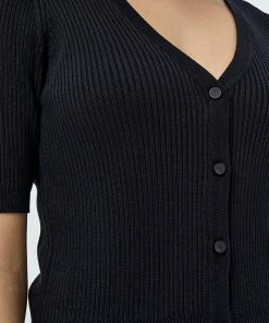 Desires New In Geisha Rib Short Sleeve Cardigan - BLACK