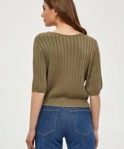 Desires Geisha Rib Shortsleeve Pullover - MERMAID GREEN Knits & Cardigans